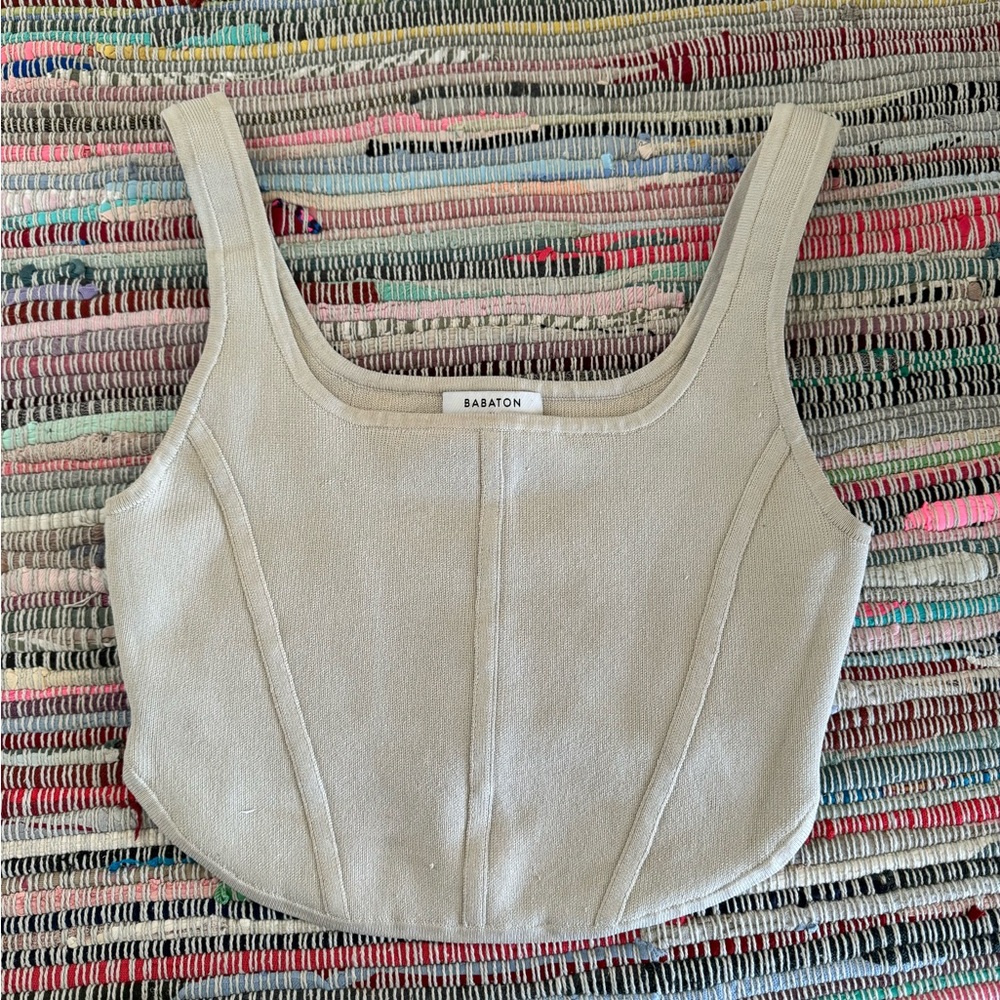 Aritzia Babaton sculpt knit seamed matte pearl size Medium